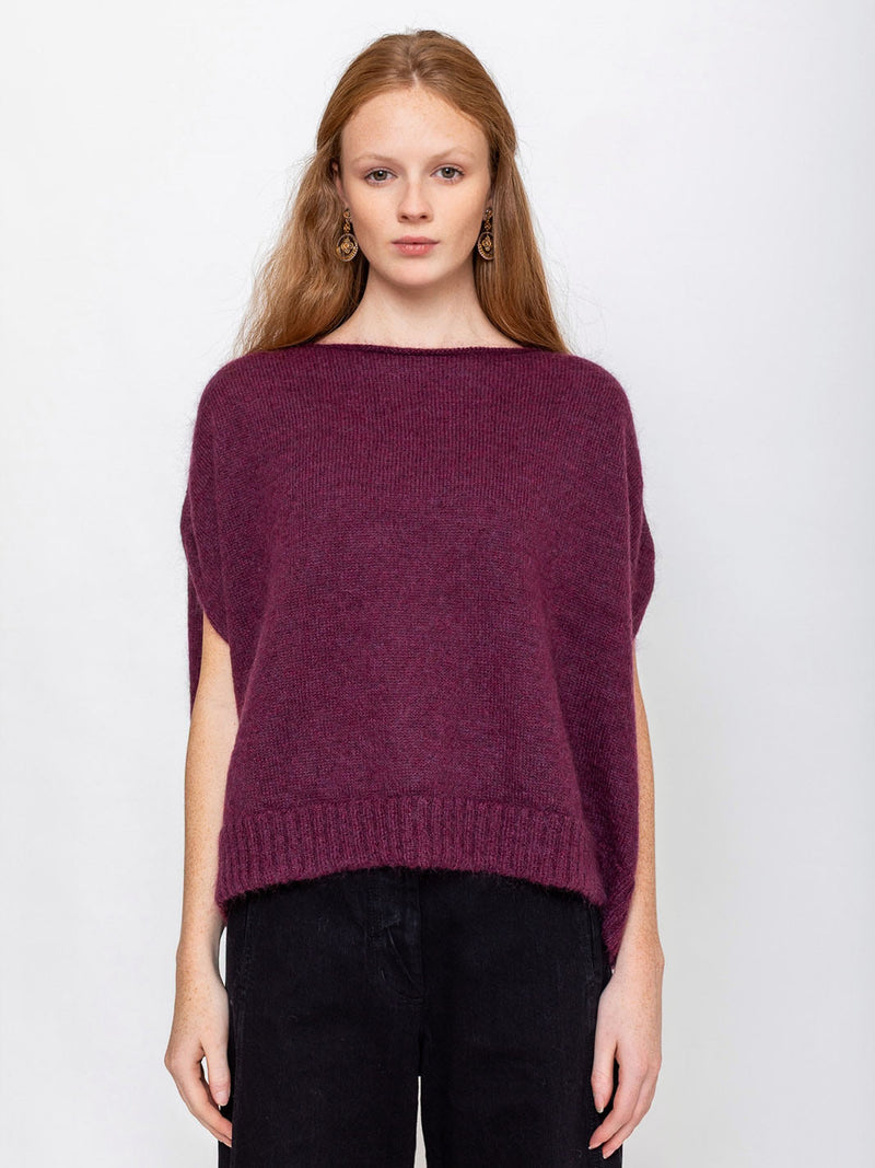 Gallego Desportes - Round Neck Mohair Sweater - Plum - Verdalina