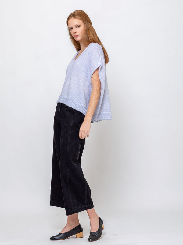 Gallego Desportes - V-Neck Mohair Sweater - Light Blue - Verdalina