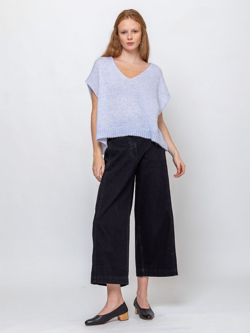 Gallego Desportes - V-Neck Mohair Sweater - Light Blue - Verdalina