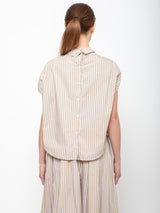 Gallego Desportes - Top U Button Back Shirt - Beige Stripes - Verdalina