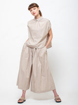 Gallego Desportes - Top U Button Back Shirt - Beige Stripes - Verdalina