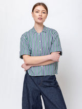 Gallego Desportes - Elvira Top - Poplin Green Stripes - Verdalina