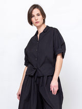 Elvira Top - Black Poplin