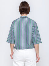 Elvira Top - Poplin Green Stripes