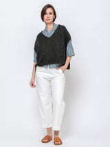 Elvira Top - Poplin Green Stripes