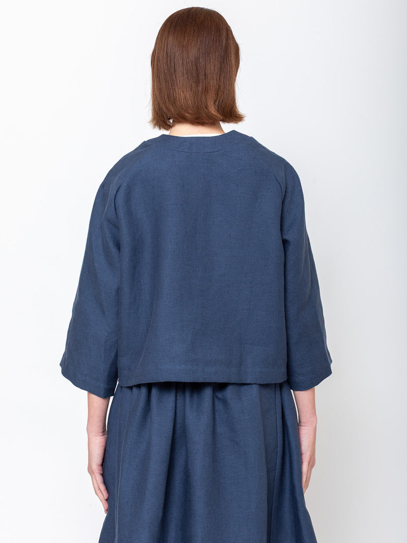 Juliette Jacket - Heavy Linen - Blue