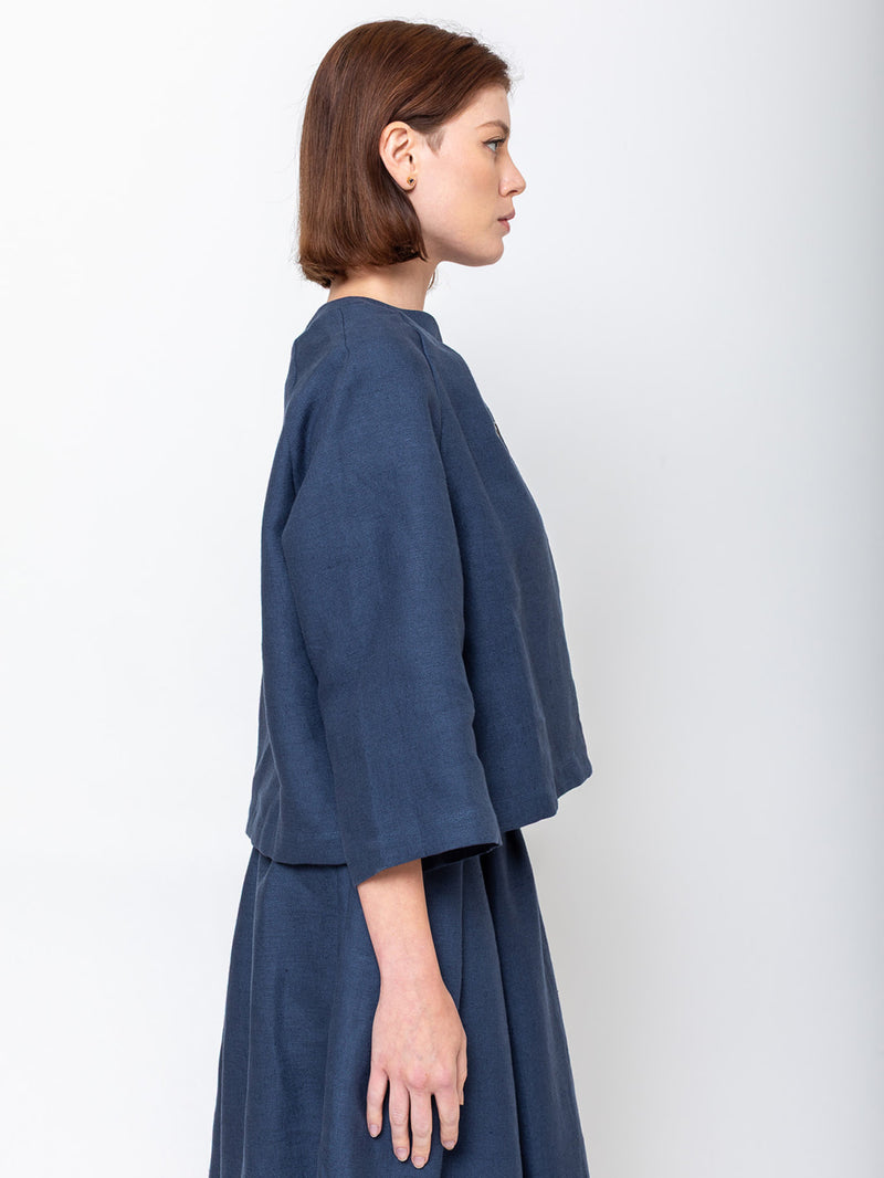 Juliette Jacket - Heavy Linen - Blue