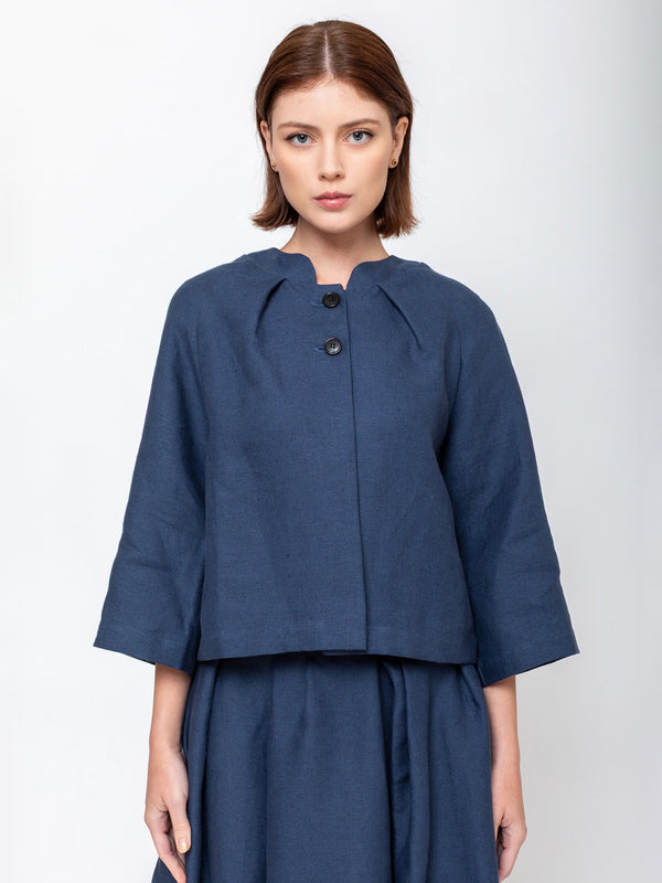 Juliette Jacket - Heavy Linen - Blue