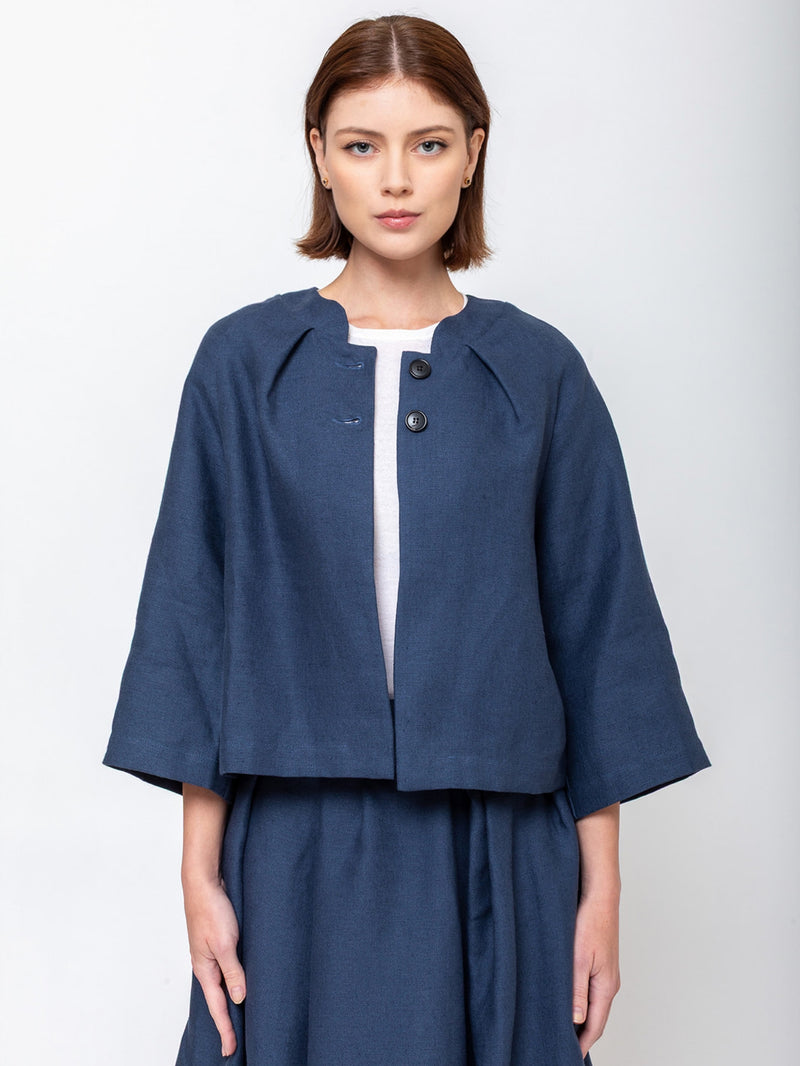 Juliette Jacket - Heavy Linen - Blue