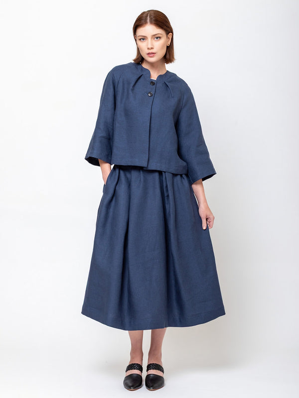 Juliette Jacket - Heavy Linen - Blue