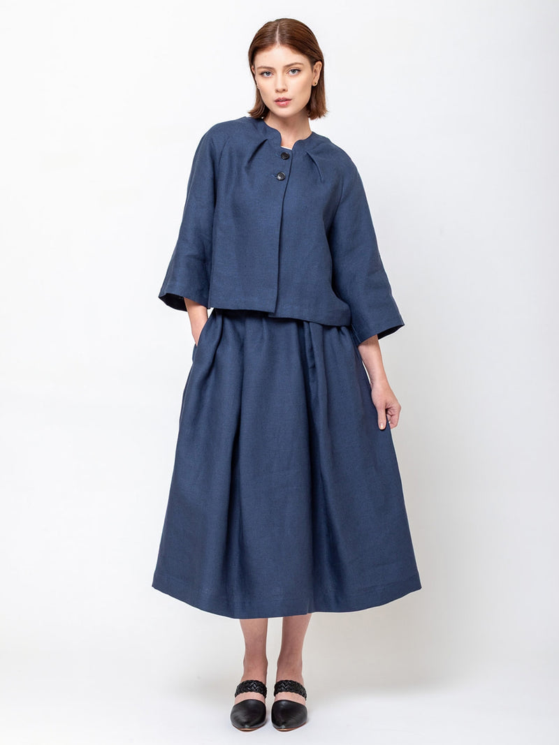 Juliette Jacket - Heavy Linen - Blue
