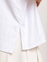 Wave Collar Shirt with Elbow Cuffs - Oxford White