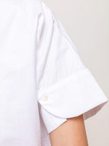 Wave Collar Shirt with Elbow Cuffs - Oxford White
