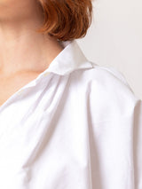 Wave Collar Shirt with Elbow Cuffs - Oxford White