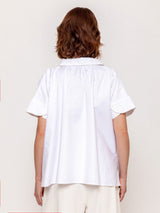 Wave Collar Shirt with Elbow Cuffs - Oxford White