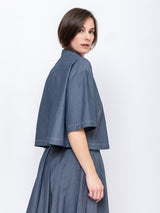 Cropped Mood Shirt - Navy