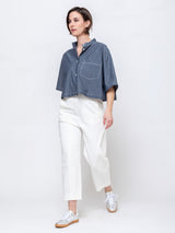Cropped Mood Shirt - Navy