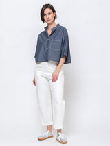 Cropped Mood Shirt - Navy