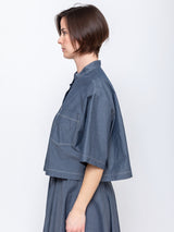 Cropped Mood Shirt - Navy