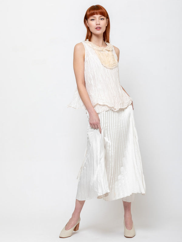 Hazel Brown - Blouse with Ruffle Yoke and Under Cami - Champagne - Verdalina