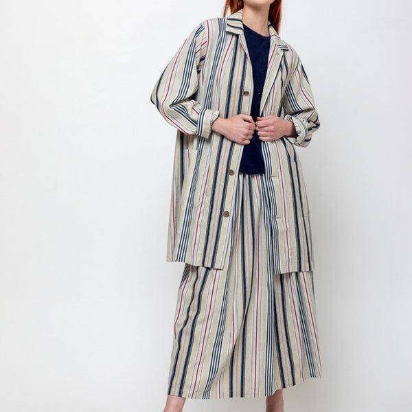 Ichi Antiquites | Indigo Stripe Atelier Jacket - Multi Stripe