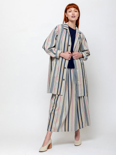 Ichi Antiquites | Indigo Stripe Atelier Jacket - Multi Stripe