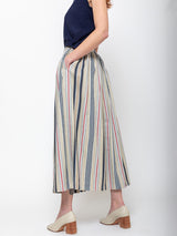 Ichi Antiquites - Indigo Stripe Skirt - Multi Stripe - Verdalina