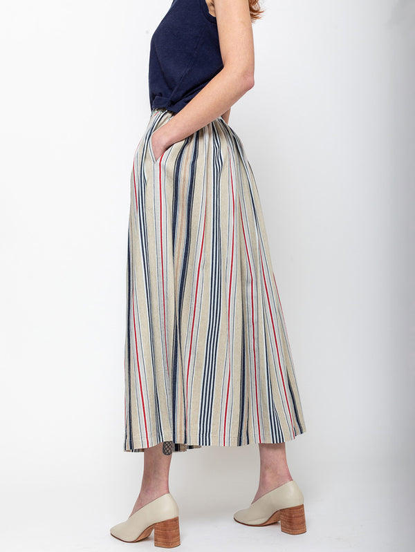 Ichi Antiquites - Indigo Stripe Skirt - Multi Stripe - Verdalina