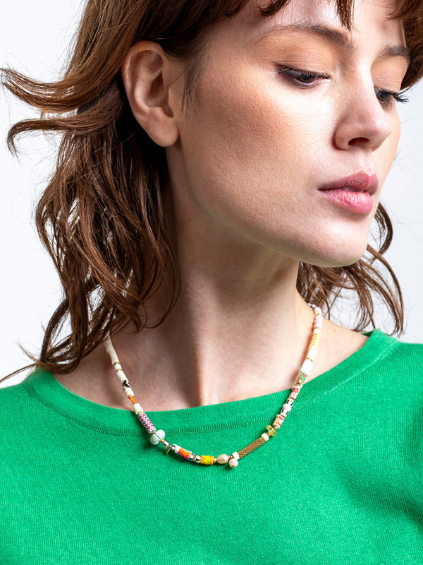 IWONA LUDYGA DESIGN - Laloba Mixed Woven Beads Necklace - Verdalina