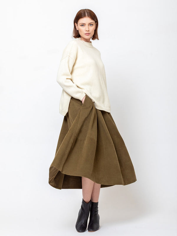 Gea Cotton Needlecord Skirt