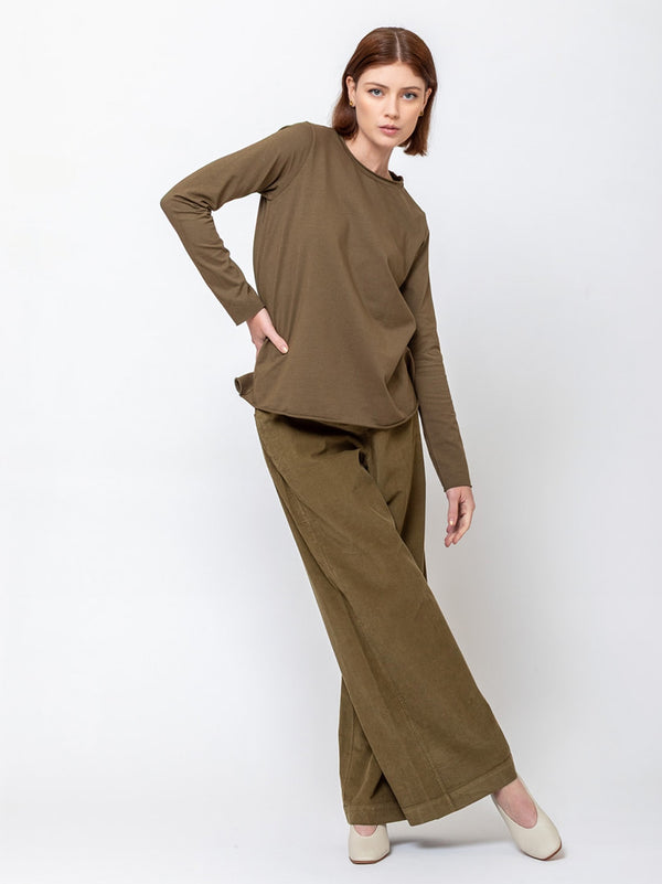 Labo.Art - Diana Wide Leg Needlecord Pants - Verdalina
