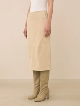 Suede Pencil Skirt - Ecru