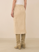 Suede Pencil Skirt - Ecru