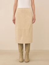 Suede Pencil Skirt - Ecru
