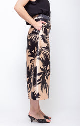 Palm A-Line Skirt - Black Palms