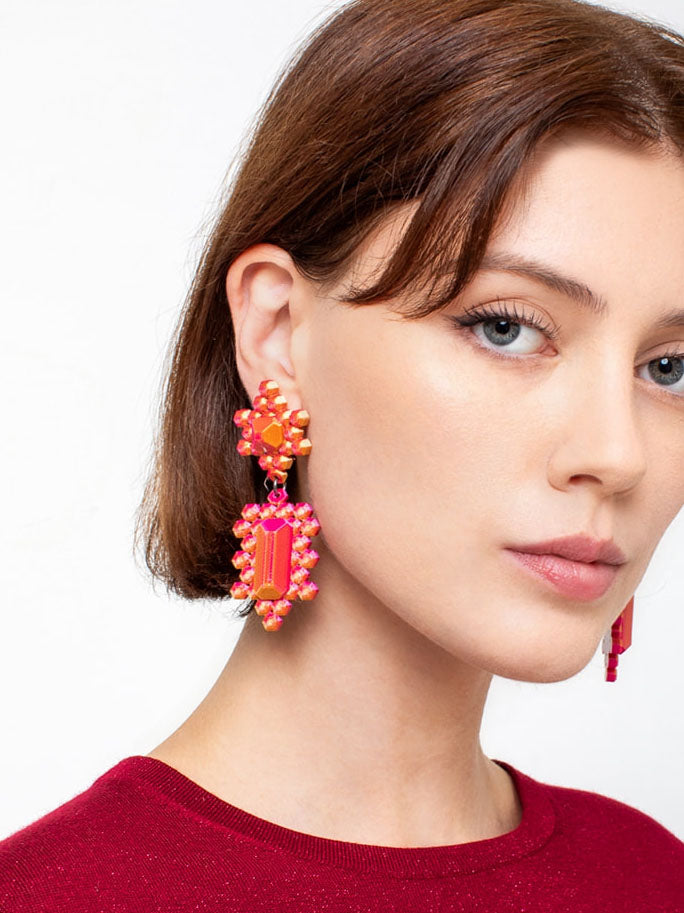 Maison 203 - Stones 3D Earrings - Double Drop - Verdalina