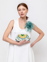Marian Paquette - Liette Embroidered Linen Bag - Blue Multi - Verdalina