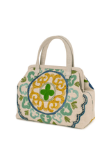 Olivia Embroidered Linen Bag - Blue Multi