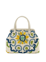 Olivia Embroidered Linen Bag - Blue Multi