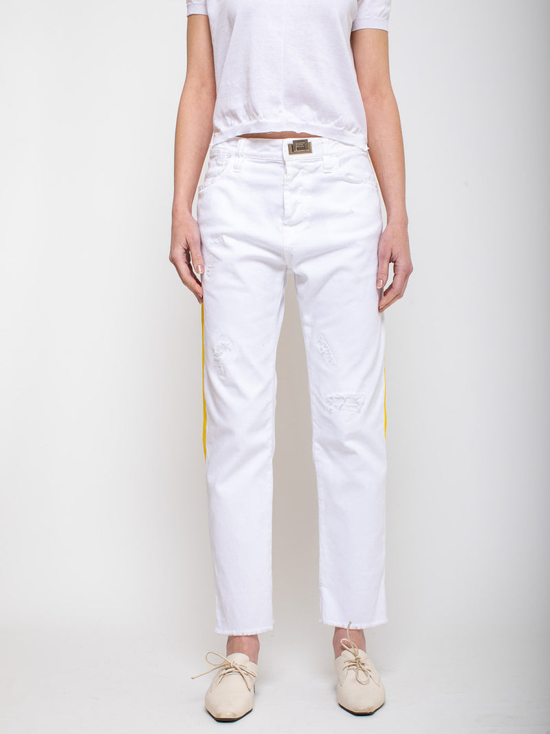 Maurizio Massimino - Boy Pants - White with Yellow Stripe - Verdalina