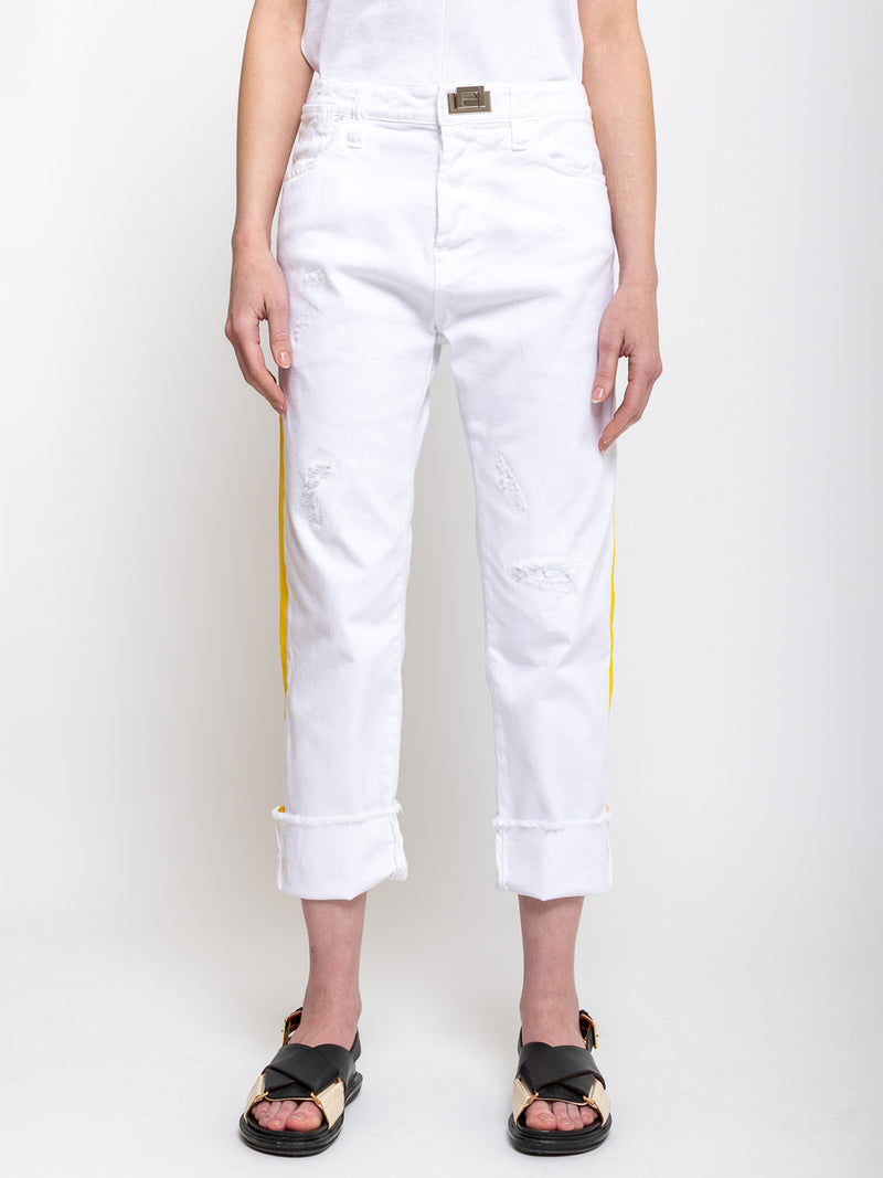Maurizio Massimino - Boy Pants - White with Yellow Stripe - Verdalina