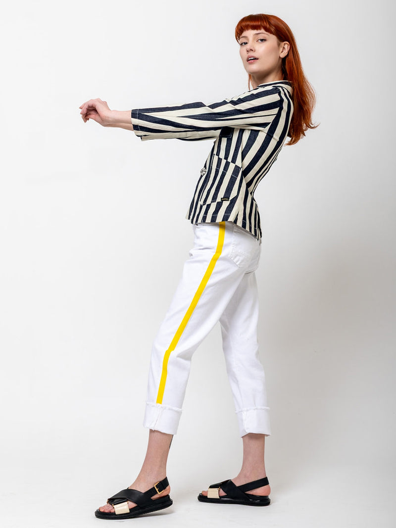 Maurizio Massimino - Boy Pants - White with Yellow Stripe - Verdalina