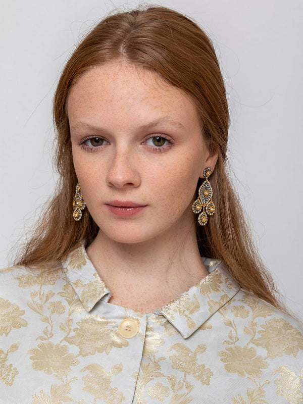 Drop Post Earrings - Silver and Gold - 14K