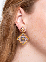 Triangle Beaded Post Earrings - 14K