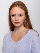 Triangle Beaded Post Earrings - 14K