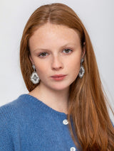 Scallop Drop Earrings - White - 14K