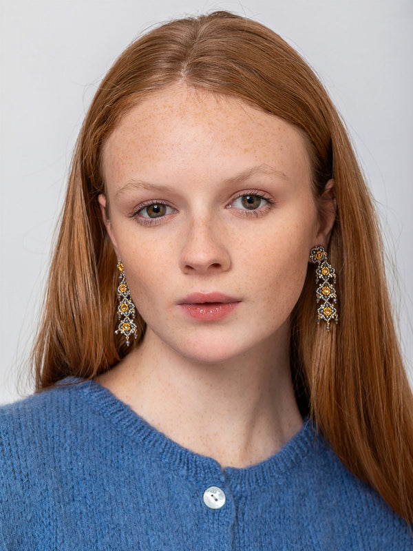 Triple Drop Post Earrings - 14K