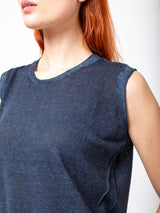 M J Watson - Cotton and Linen Top - Faded Navy - Verdalina