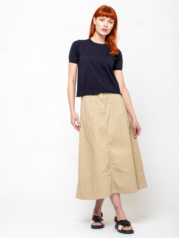 M J Watson - Short Sleeve Cotton Sweater - Navy - Verdalina
