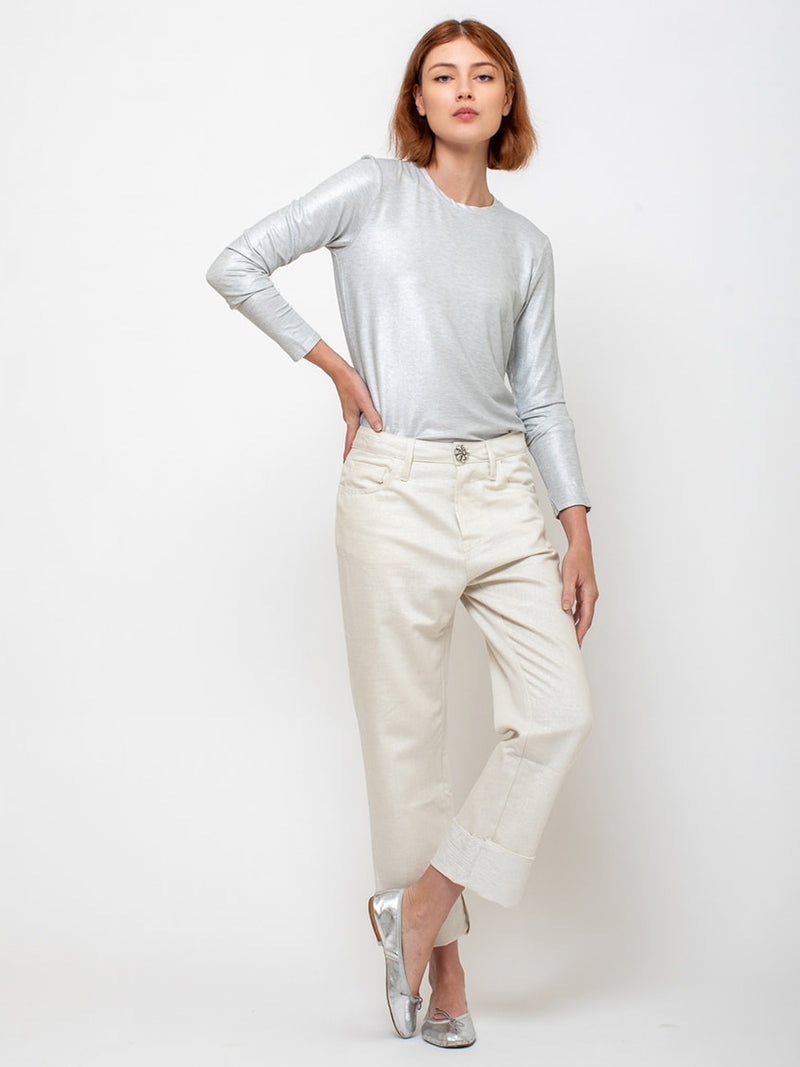 Monday12 - Liat Long-Sleeve Crewneck Tee - Silver - Verdalina